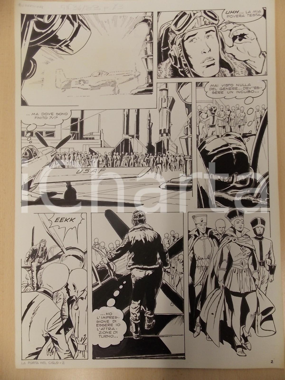 Opera d’arte autentica 1970 ca PORTA NEL CIELO Luciano BERNASCONI Caccia militare teletrasporto Tavola 1