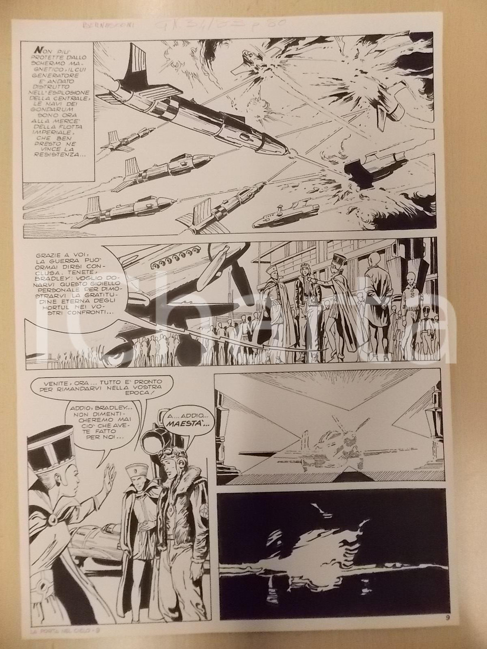 Opera d’arte autentica 1970 ca PORTA NEL CIELO Luciano BERNASCONI Aviatore slava pianeta alieno Tavola 1