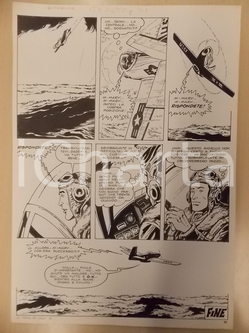 Opera d’arte autentica 1970 ca PORTA NEL CIELO Luciano BERNASCONI Aviatore pilota caccia Tavola LUBE 1