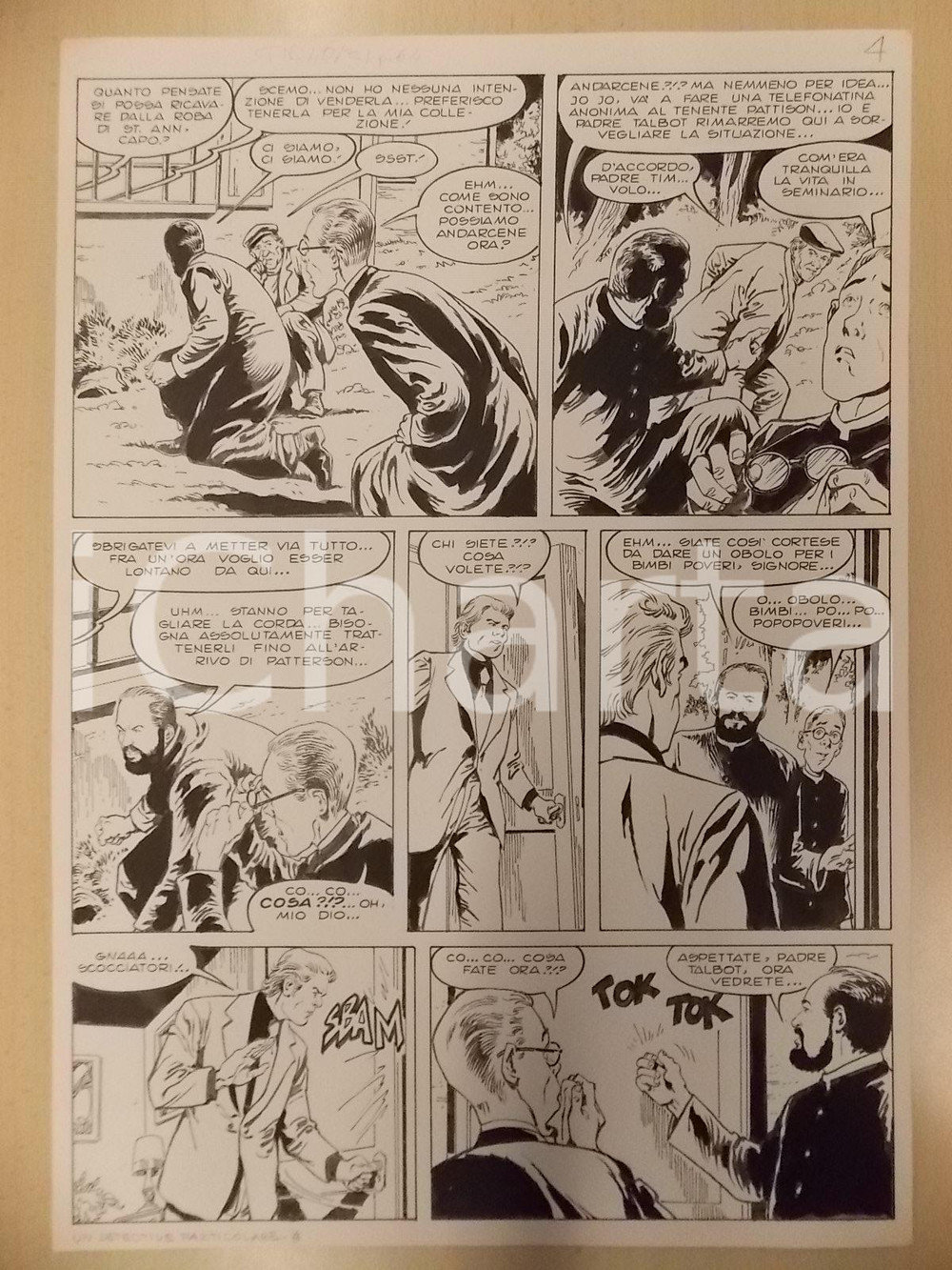 Opera d’arte autentica 1970 ca DETECTIVE PARTICOLARE Luciano BERNASCONI Preti bussano alla porta Tavola 1