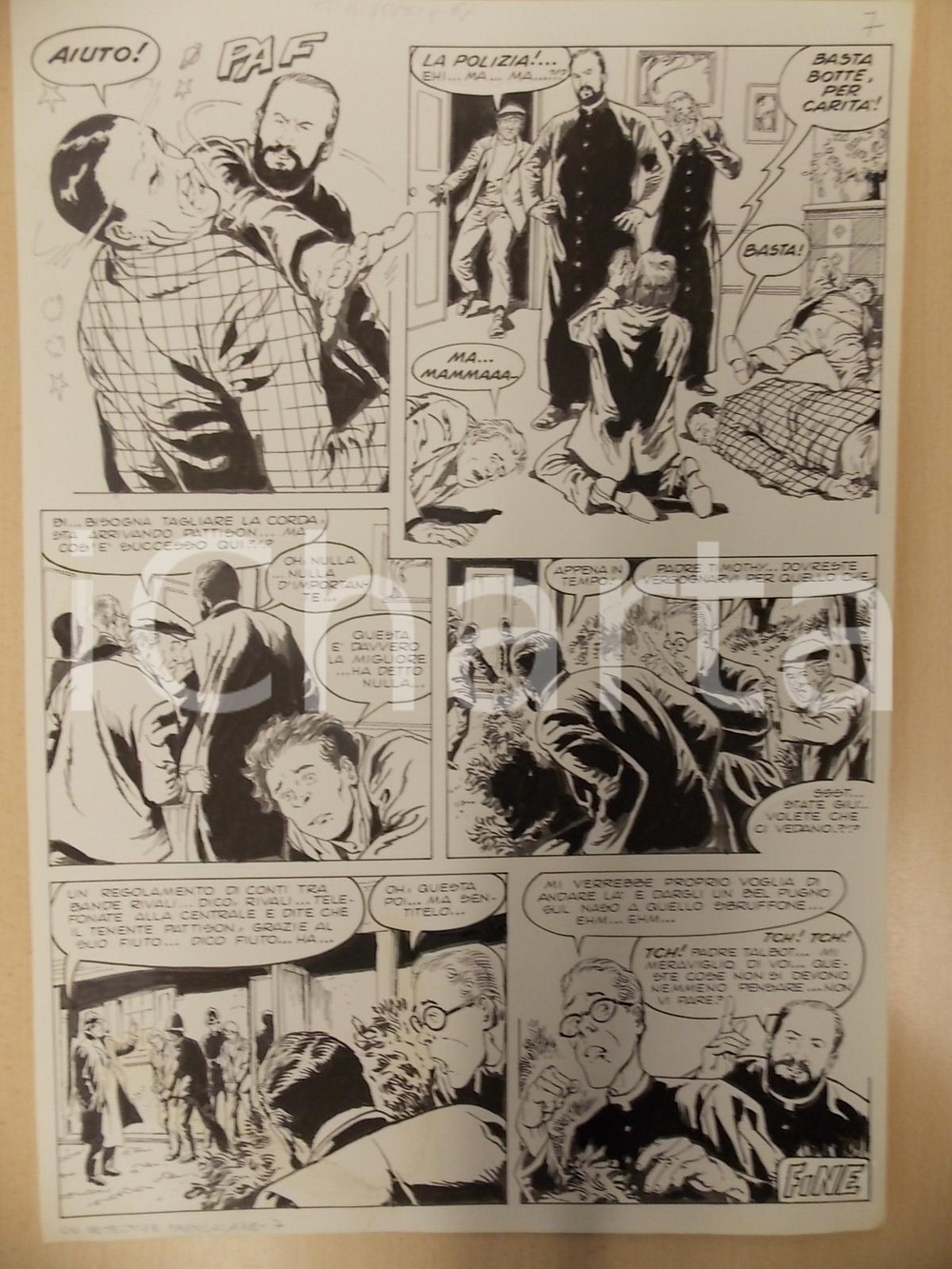 Opera d’arte autentica 1970 ca DETECTIVE PARTICOLARE Luciano BERNASCONI Sacerdoti Tavola DANNEGGIATA 1