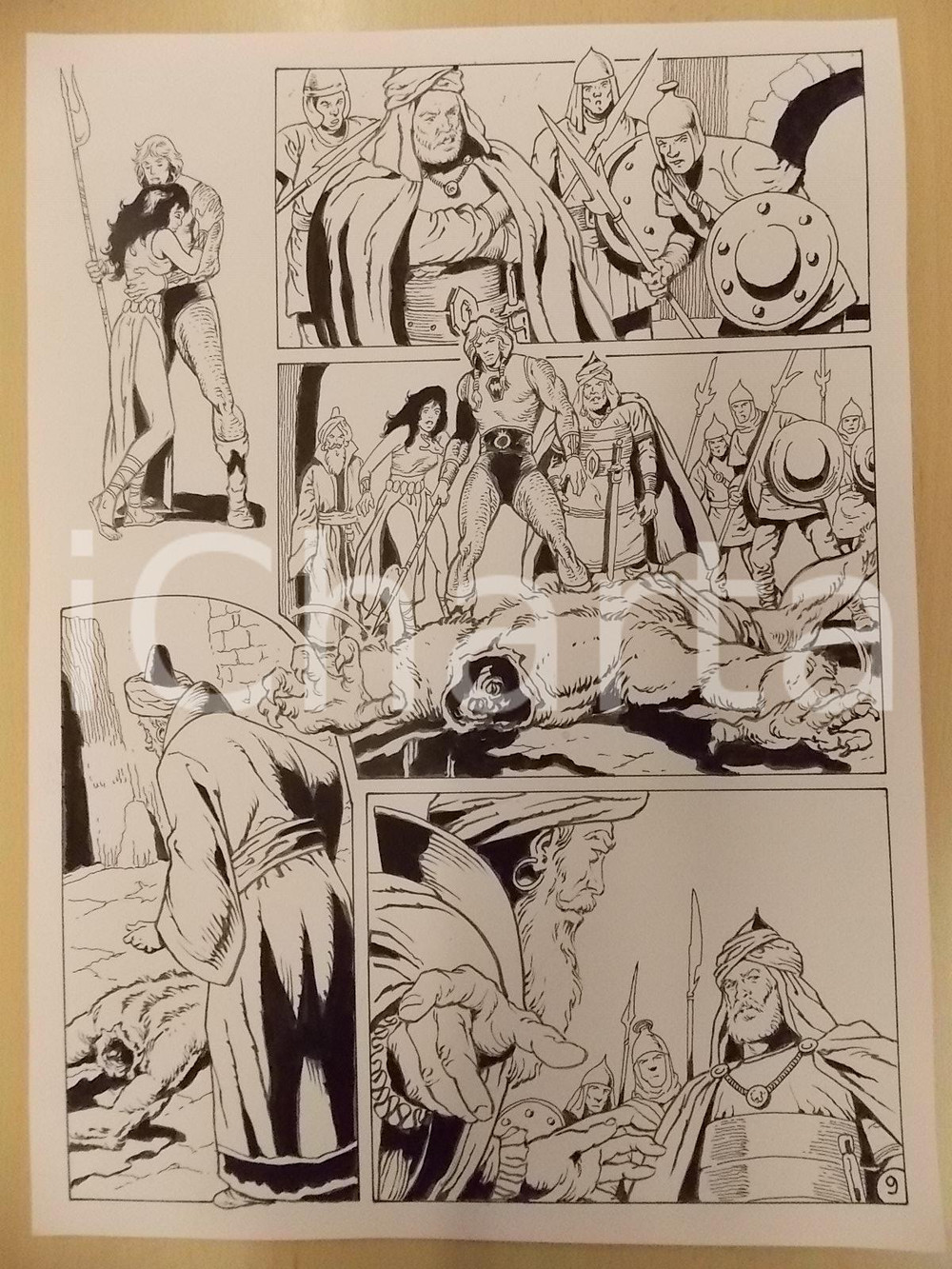 Opera d’arte autentica 1975 ca KABUR Luciano BERNASCONI Il cadavere del lupo mannaro Tavola originale 1