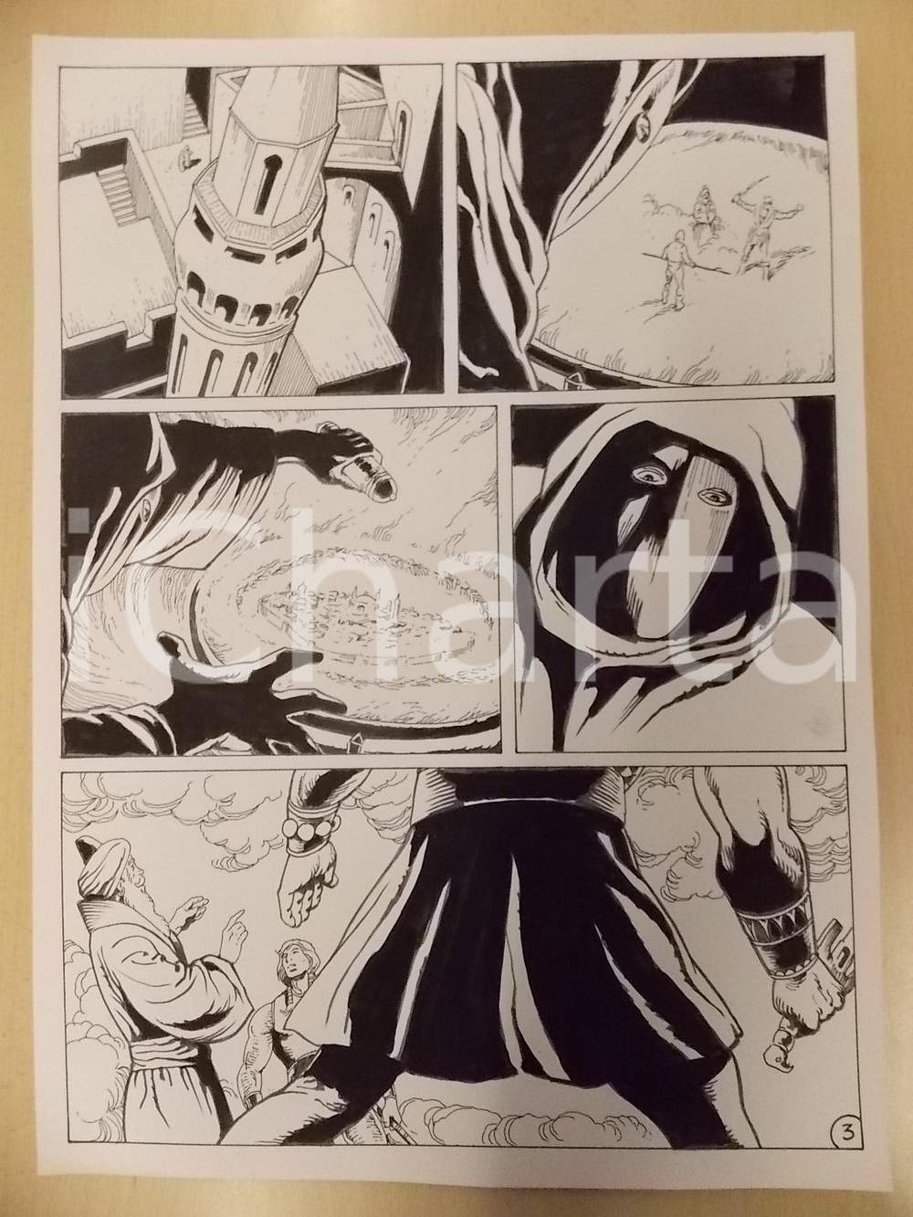 Opera d’arte autentica 1975 ca KABUR Luciano BERNASCONI Lo stregone mascherato Tavola originale LUBE 1