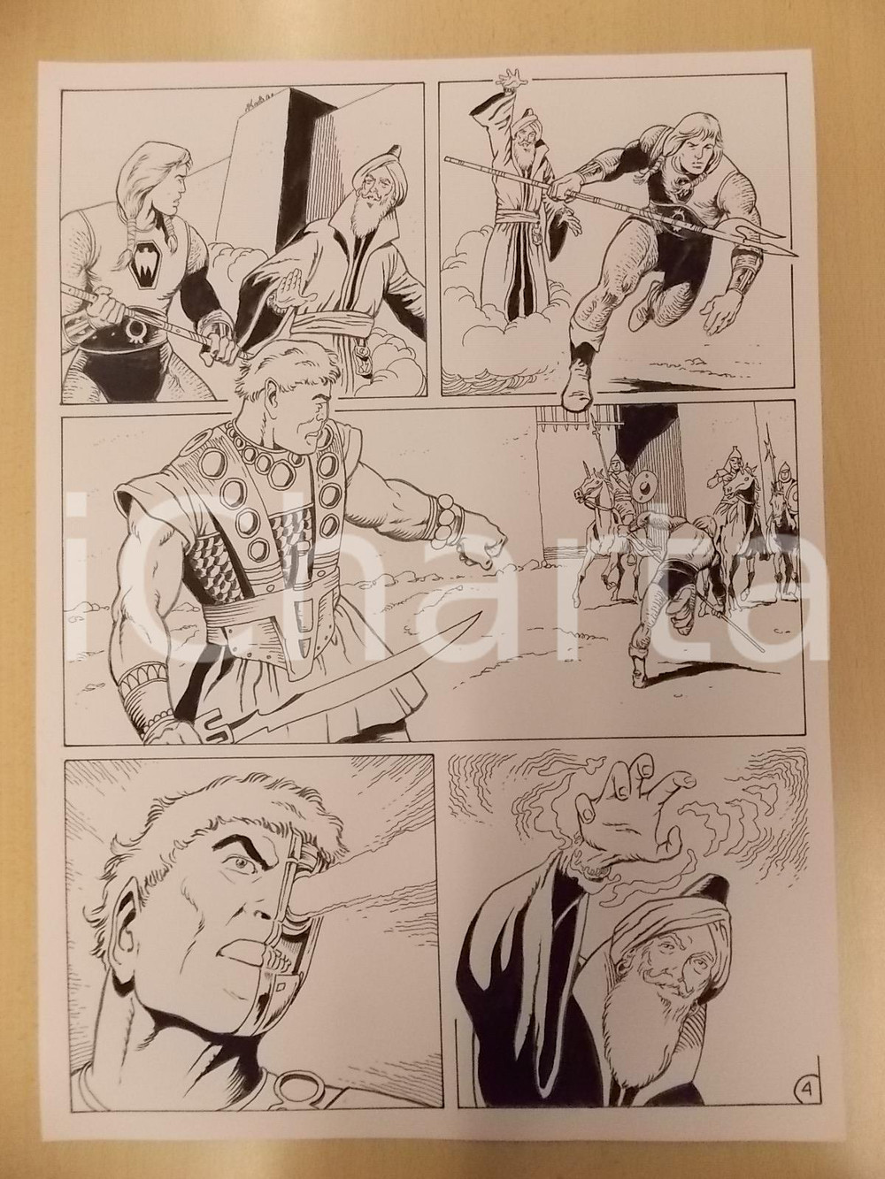 Opera d’arte autentica 1975 ca KABUR Luciano BERNASCONI Centurione cyborg spara raggio laser Tavola 1