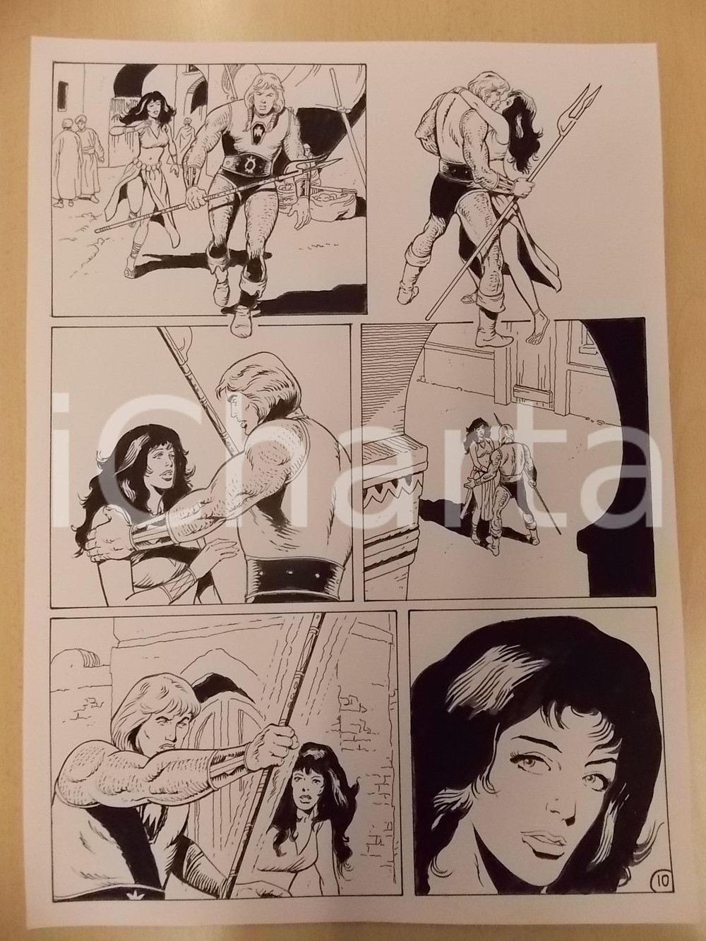 Opera d’arte autentica 1975 ca LUBE Luciano Bernasconi KABUR bacia la principessa Tavola originale 1