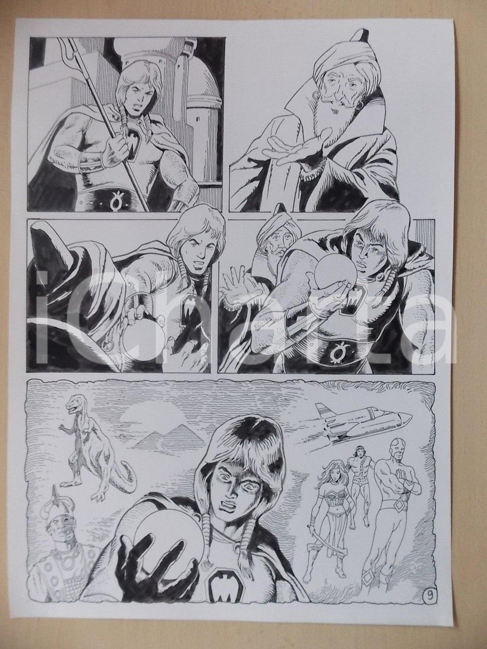 Opera d’arte autentica 1975 ca LUBE Luciano Bernasconi KABUR vede futuro in sfera di cristallo Tavola 1