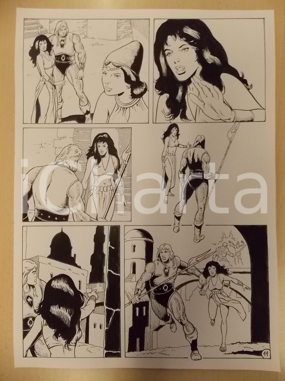 Opera d’arte autentica 1975 ca LUBE Luciano Bernasconi KABUR corre a difendere la cittÃ  Tavola 1