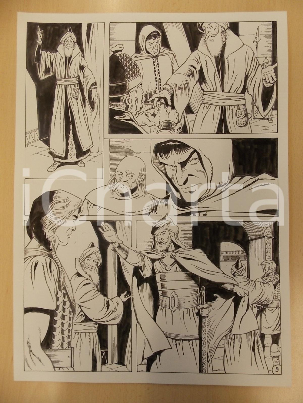Opera d’arte autentica 1975 ca KABUR Luciano BERNASCONI Il consigliere del re Tavola originale LUBE 1