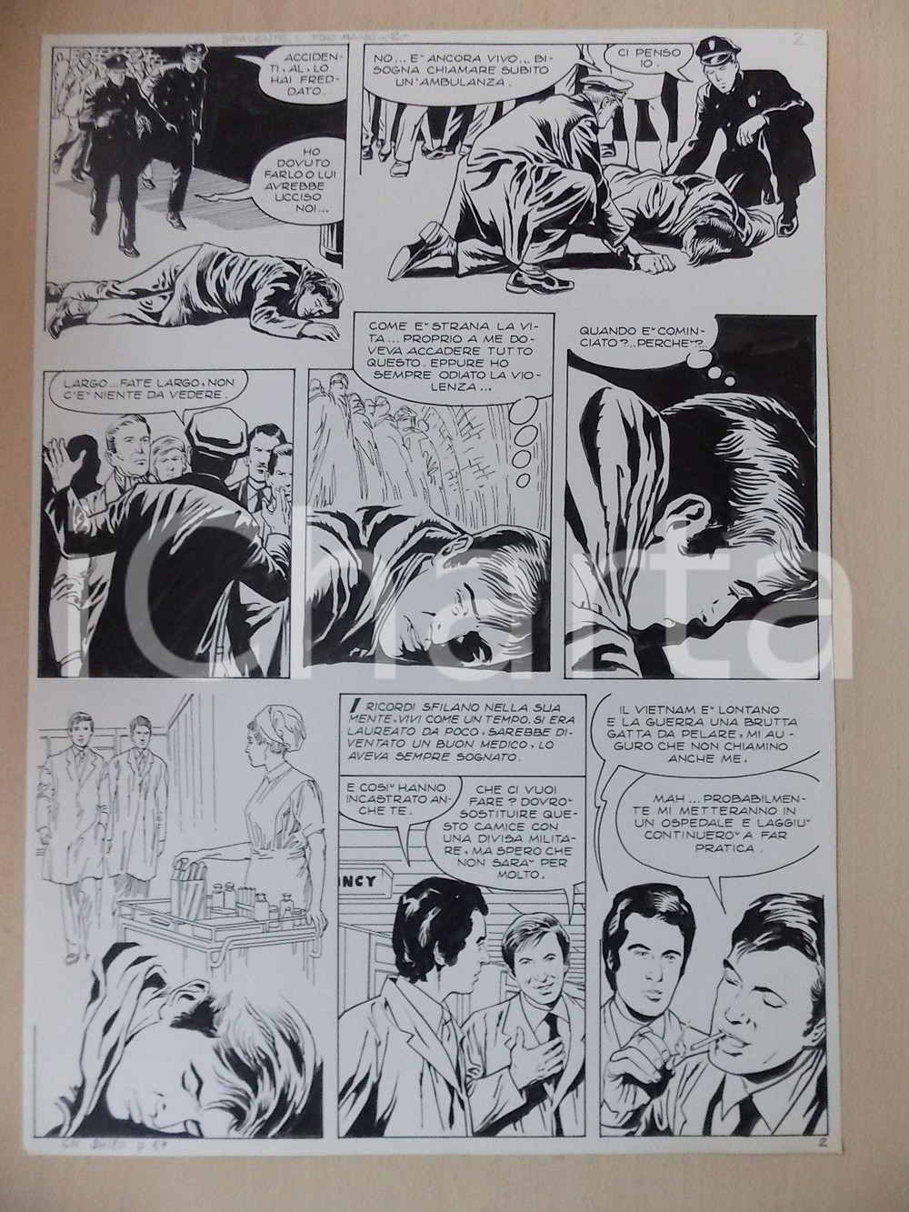 Opera d’arte autentica 1970 ca SPIACENTE DOTTOR MAINE Luciano BERNASCONI Esperienza pre morte Tavola 1