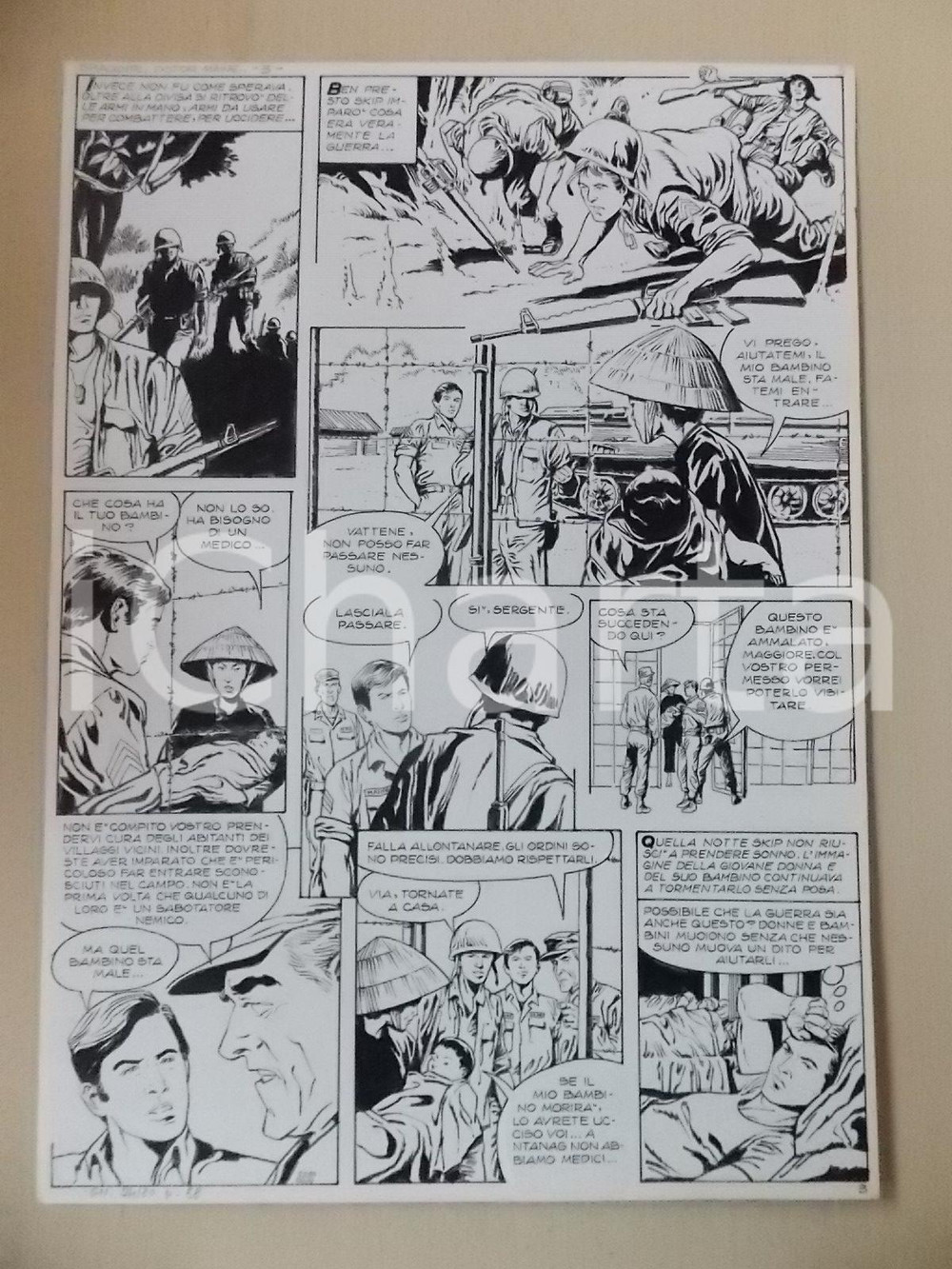 Opera d’arte autentica 1970 ca SPIACENTE DOTTOR MAINE Luciano BERNASCONI Medico in VIETNAM Tavola LUBE 1