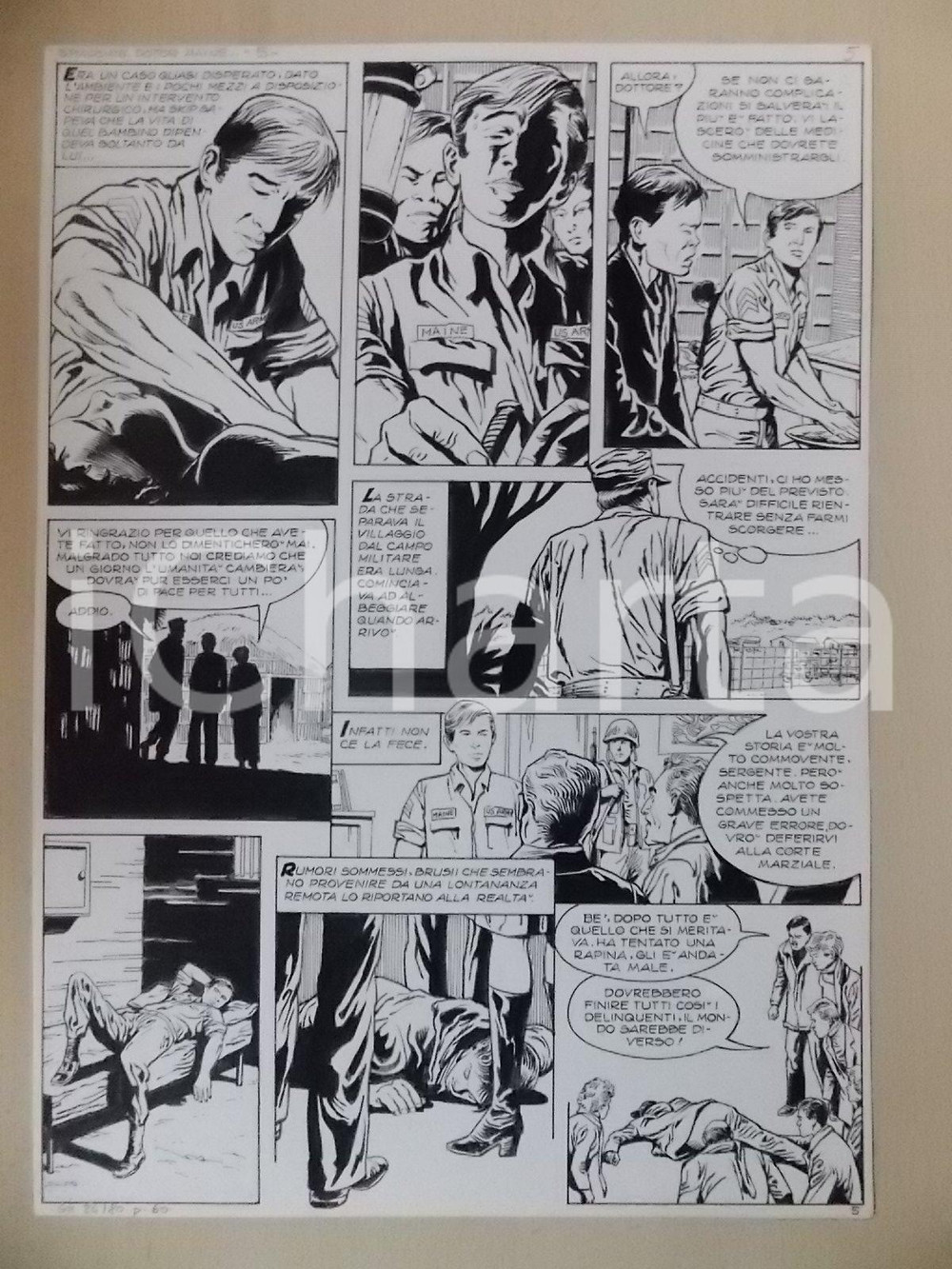 Opera d’arte autentica 1970 ca SPIACENTE DOTTOR MAINE Luciano BERNASCONI Medico U.S. ARMY Tavola LUBE 1