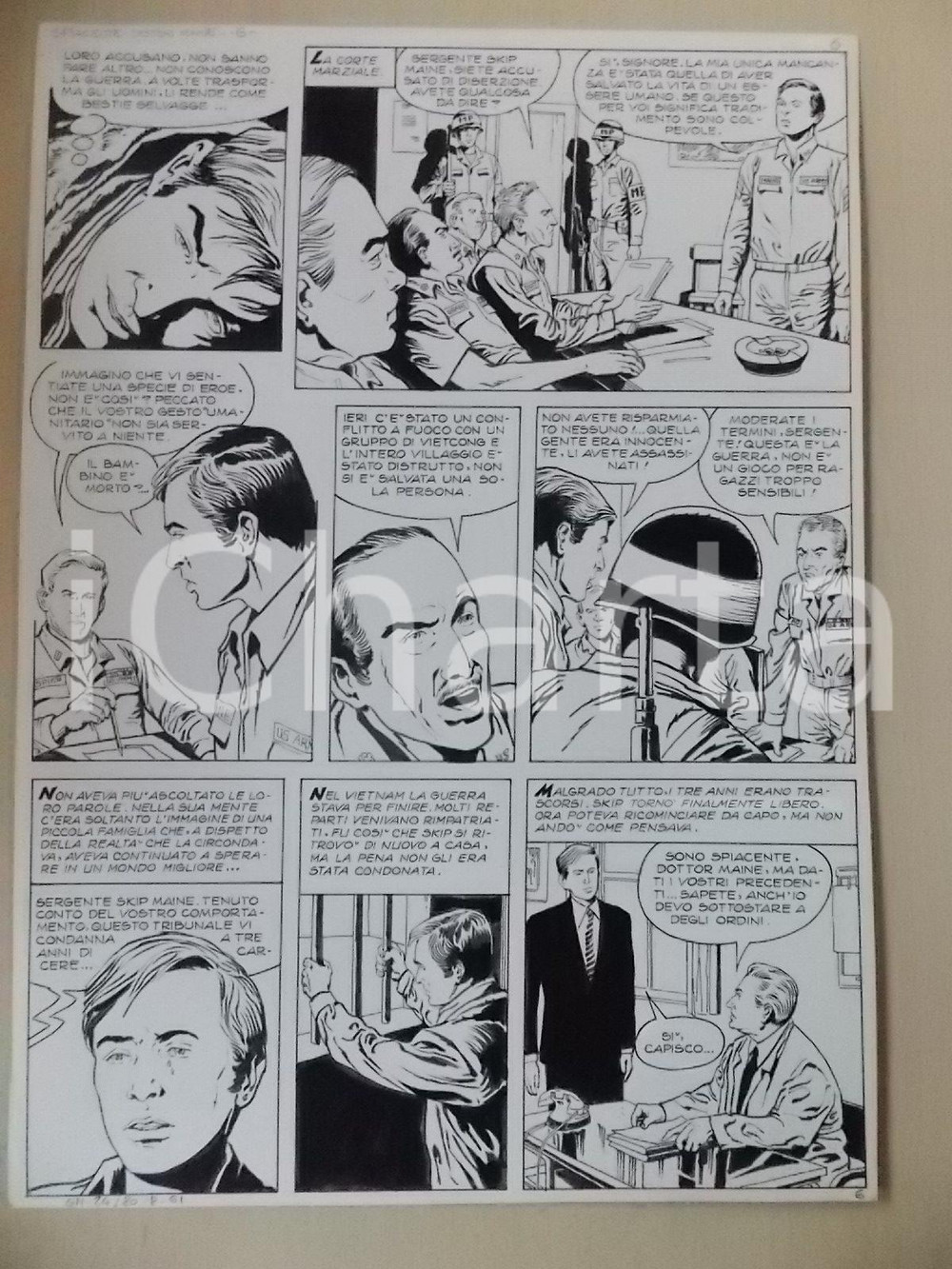 Opera d’arte autentica 1970 ca SPIACENTE DOTTOR MAINE Luciano BERNASCONI Tribunale militare Tavola LUBE 1