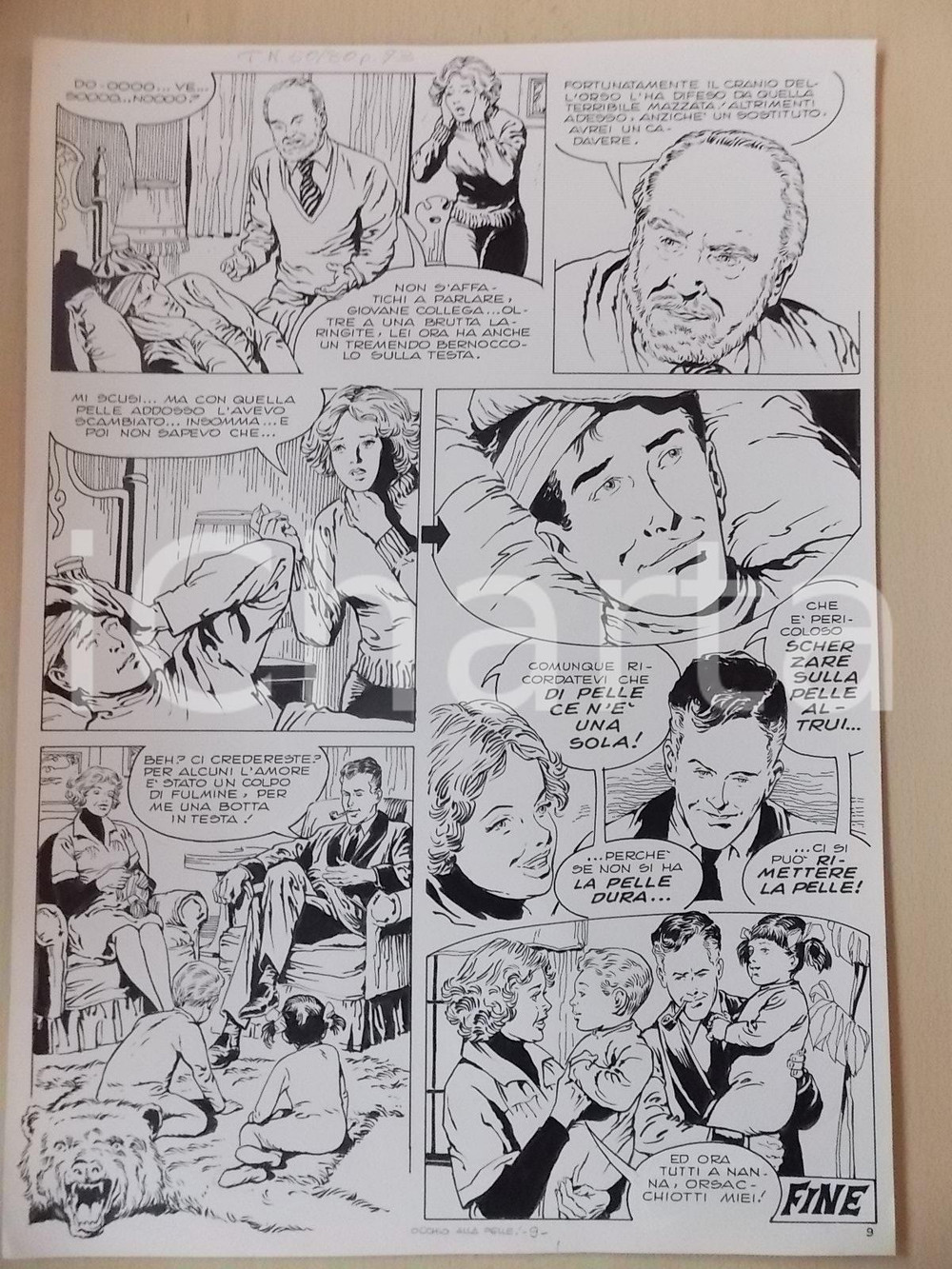 Opera d’arte autentica 1970 ca OCCHIO ALLA PELLE Luciano BERNASCONI Pelle d orso Tavola originale LUBE 1