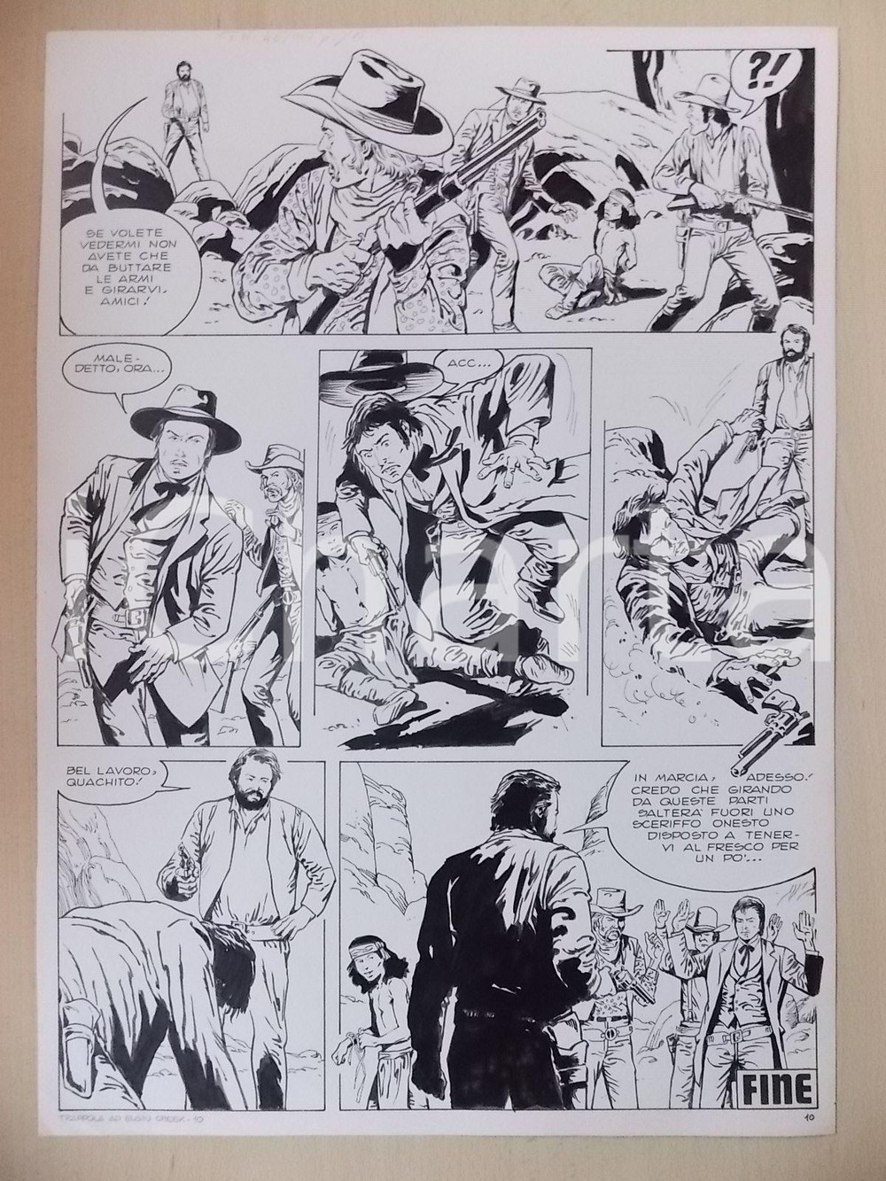 Opera d’arte autentica 1970 ca TRAPPOLA A ELGIN CREEK Luciano BERNASCONI Rissa nel canyon Tavola LUBE 1