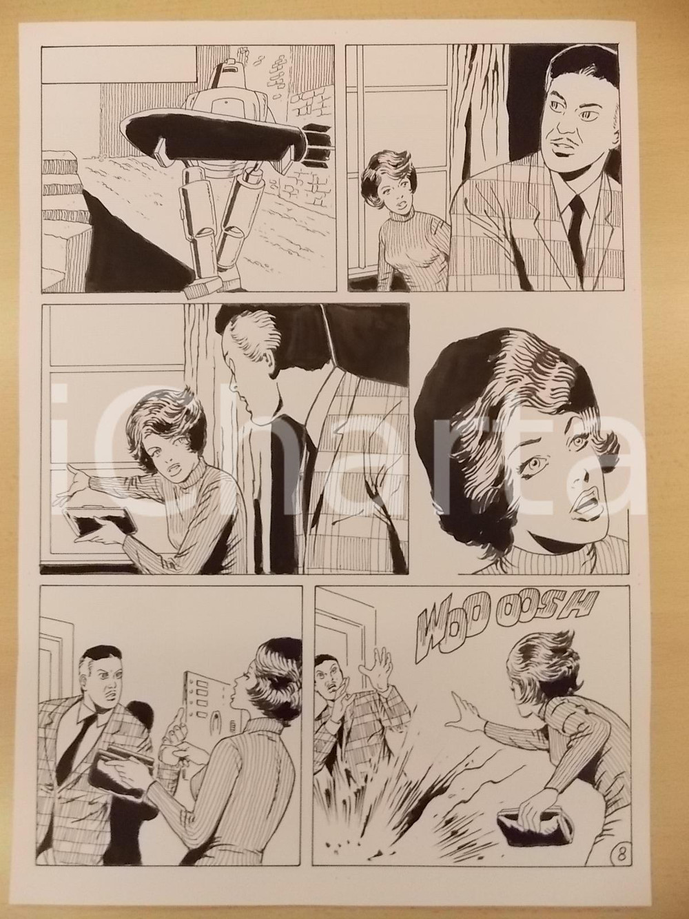 Opera d’arte autentica 2001 WAMPUS Luciano BERNASCONI Robot trasporta bomba Tavola originale LUBE 1