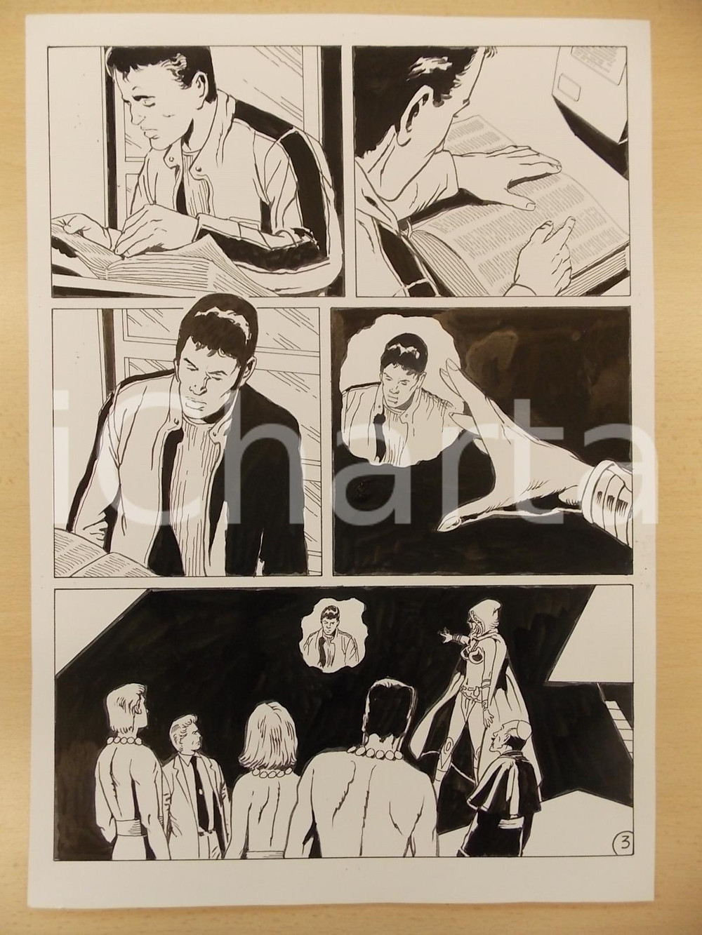 Opera d’arte autentica 2001 WAMPUS Luciano BERNASCONI Uomo consulta elenco telefonico Tavola originale 1