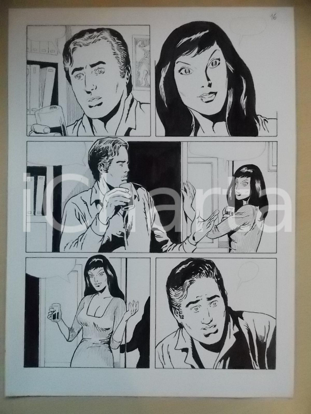 Opera d’arte autentica 2001 L AUTRE Luciano BERNASCONI Aliena beve cocktail Tavola originale LUBE 1