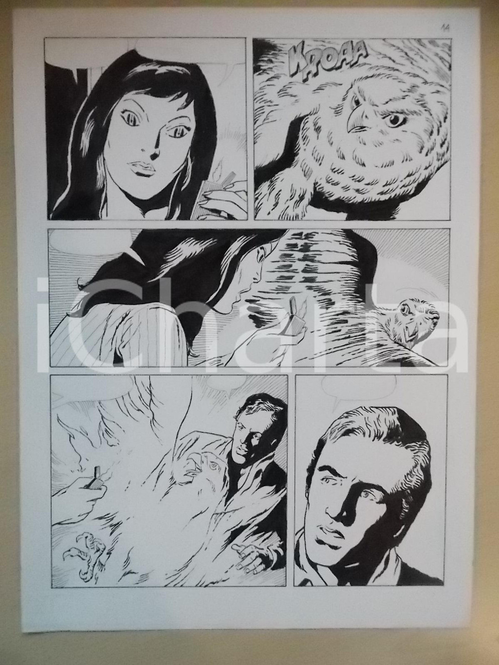 Opera d’arte autentica 2001 L AUTRE Luciano BERNASCONI Aquila spaventata dal fuoco Tavola originale 1