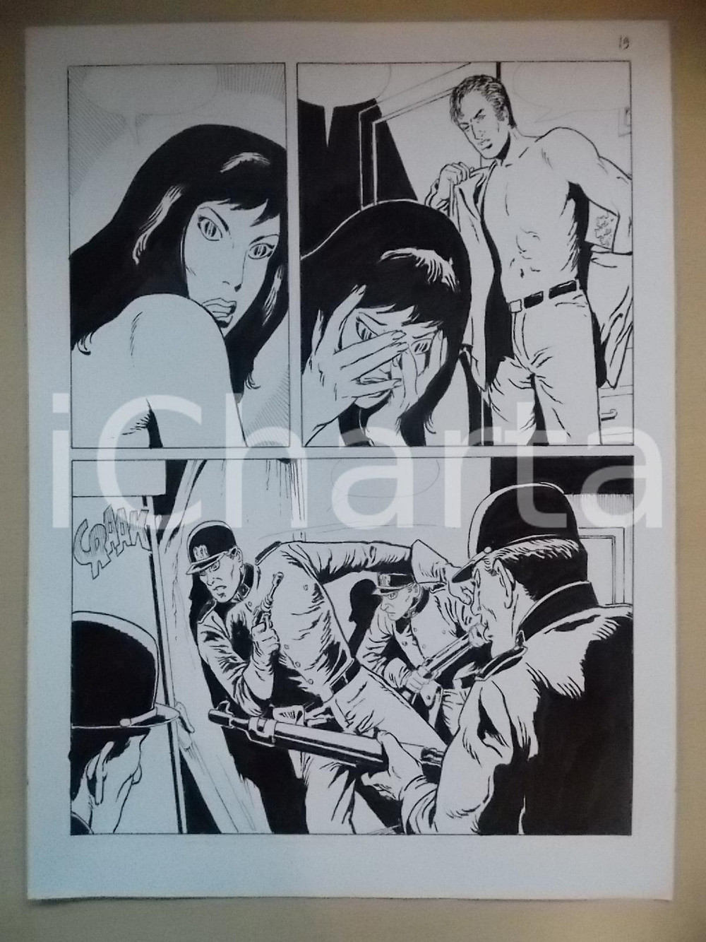 Opera d’arte autentica 2001 L AUTRE Luciano BERNASCONI Polizia aliena sfonda porta Tavola originale 1