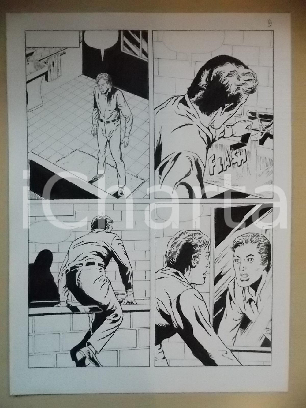 Opera d’arte autentica 2001 L AUTRE Luciano BERNASCONI Uomo entra in vasca da bagno Tavola originale 1