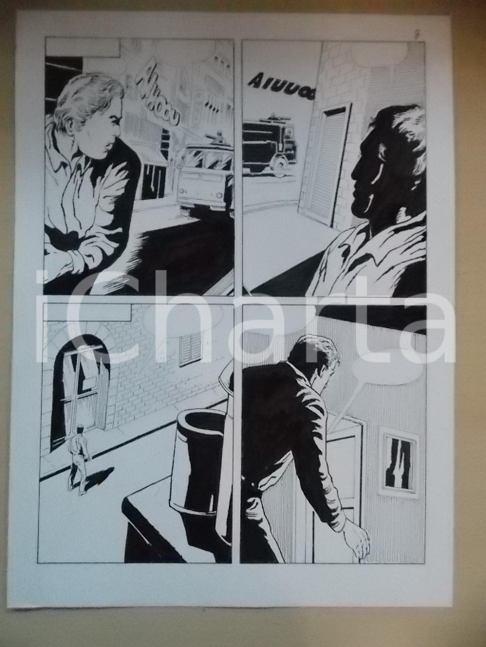 Opera d’arte autentica 2001 L AUTRE Luciano BERNASCONI Uomo inseguito dalla polizia Tavola originale 1