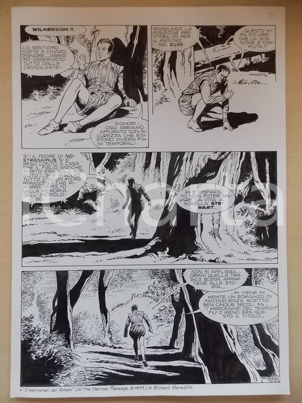 Opera d’arte autentica 1995 CRONONAUTI Luciano BERNASCONI Uomo perso nella foresta Tavola originale 1