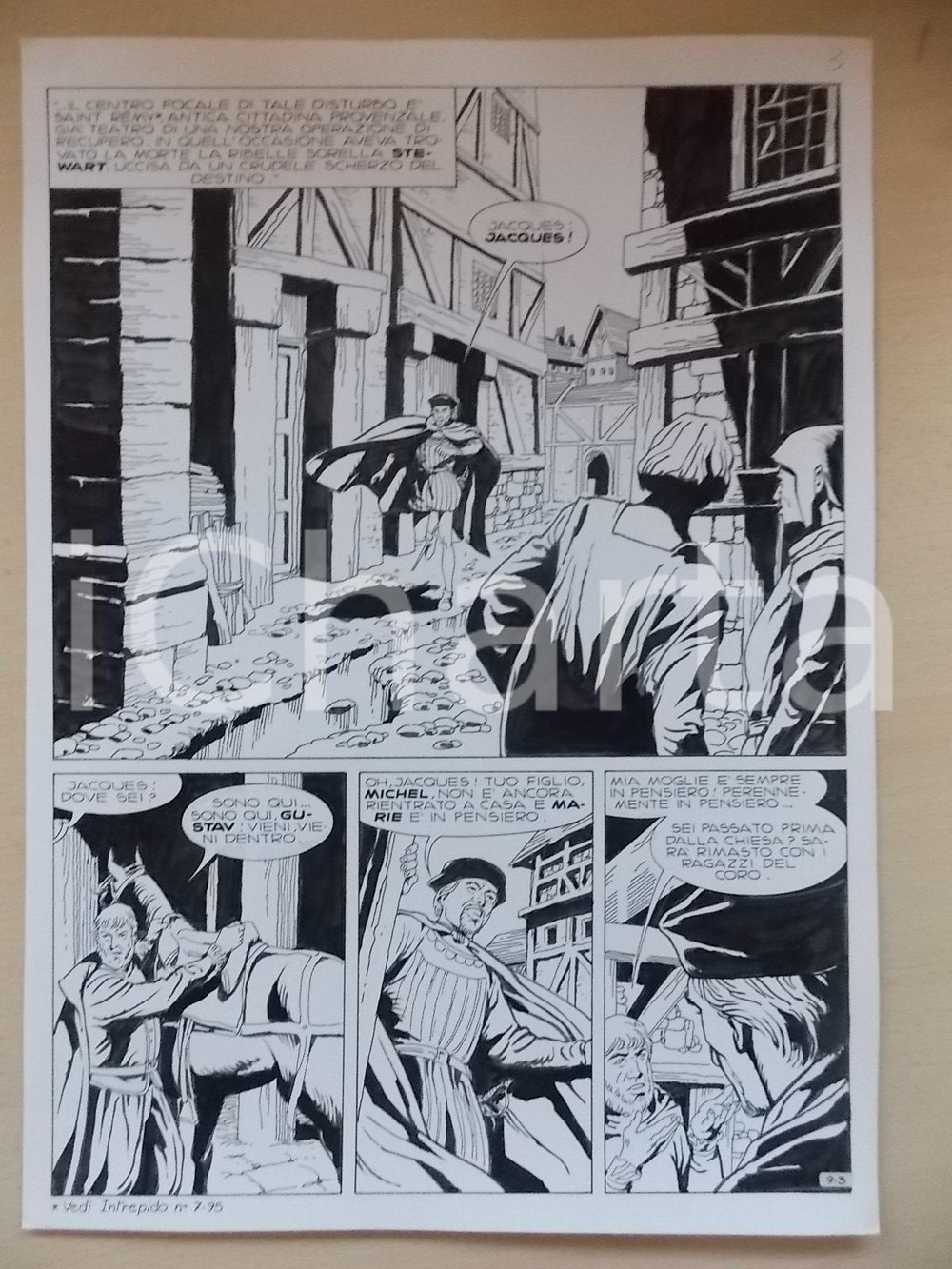 Opera d’arte autentica 1995 CRONONAUTI Luciano BERNASCONI Sellatura di un cavalloTavola originale LUBE 1