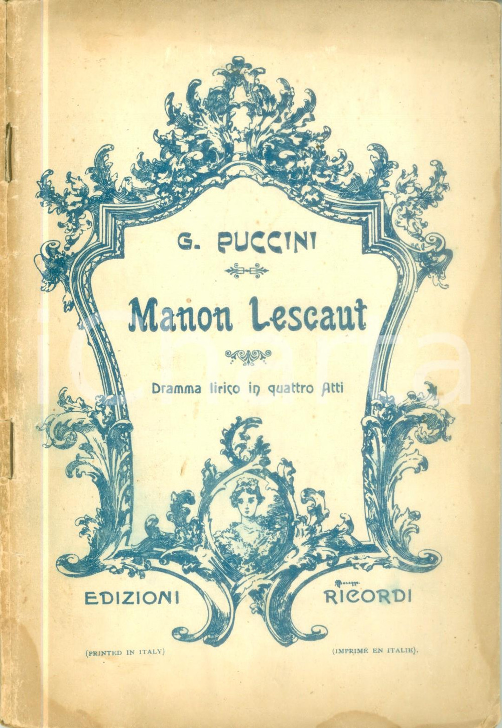 Oggetto da collezione cartaceo 1936 Giacomo PUCCINI Manon Lescaut Dramma lirico quattro atti Ed. RICORDI 1 1