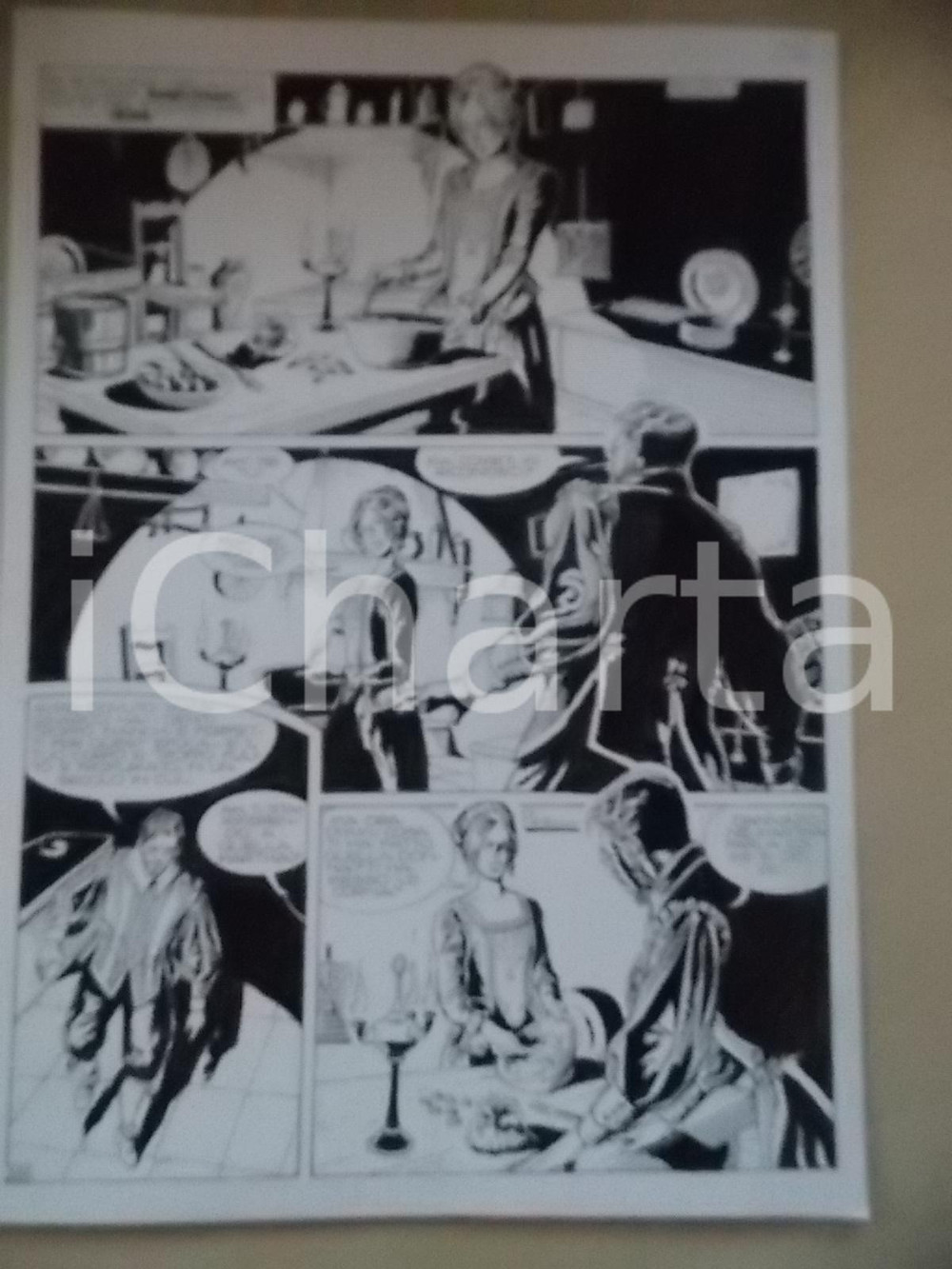 Opera d’arte autentica 1995 CRONONAUTI Luciano BERNASCONI Cuoca prepara la cena Tavola originale LUBE 1