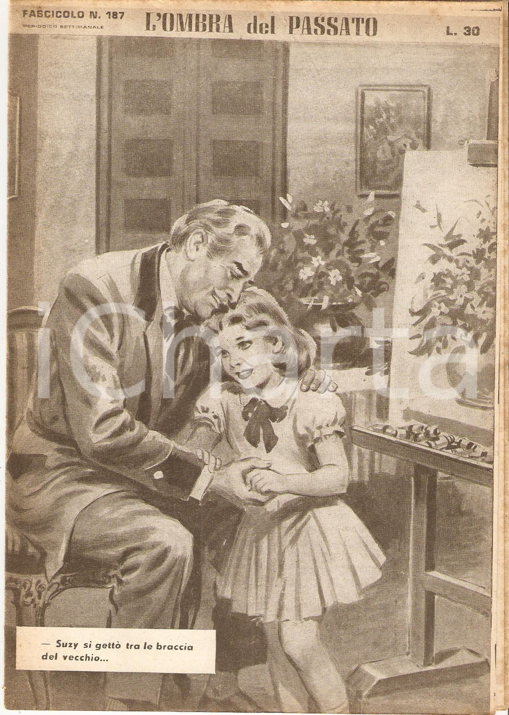 Giornale, rivista storica 1956 OMBRA DEL PASSATO Jean DE VALLORBE Abbraccio tra nonno e nipotina Fasc. 187 1