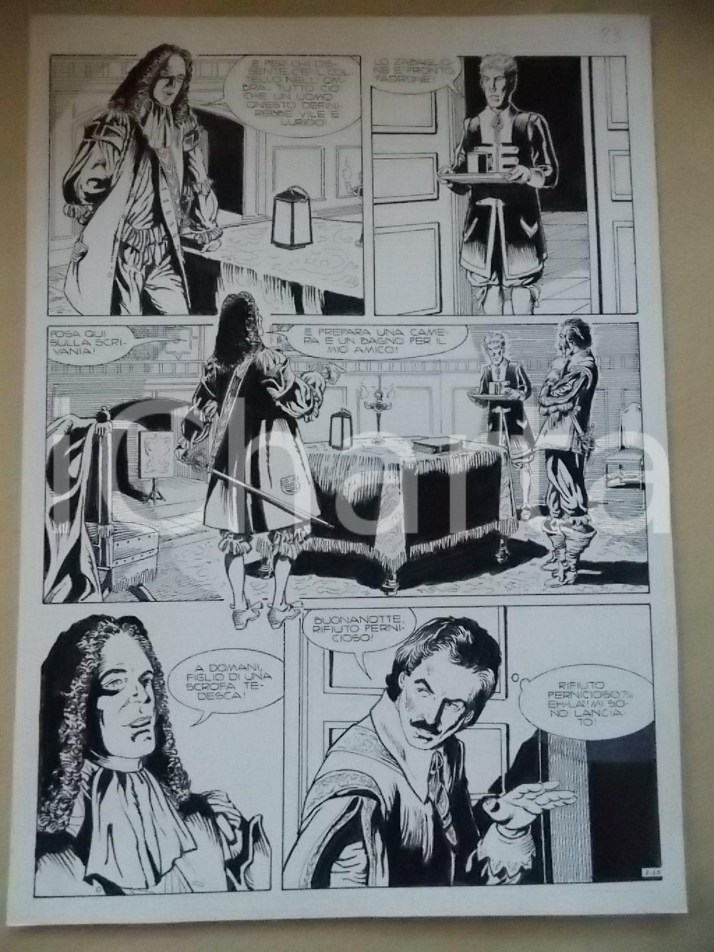 Opera d’arte autentica 1995 CRONONAUTI Luciano BERNASCONI Cameriere servo zabajone Tavola originale 1