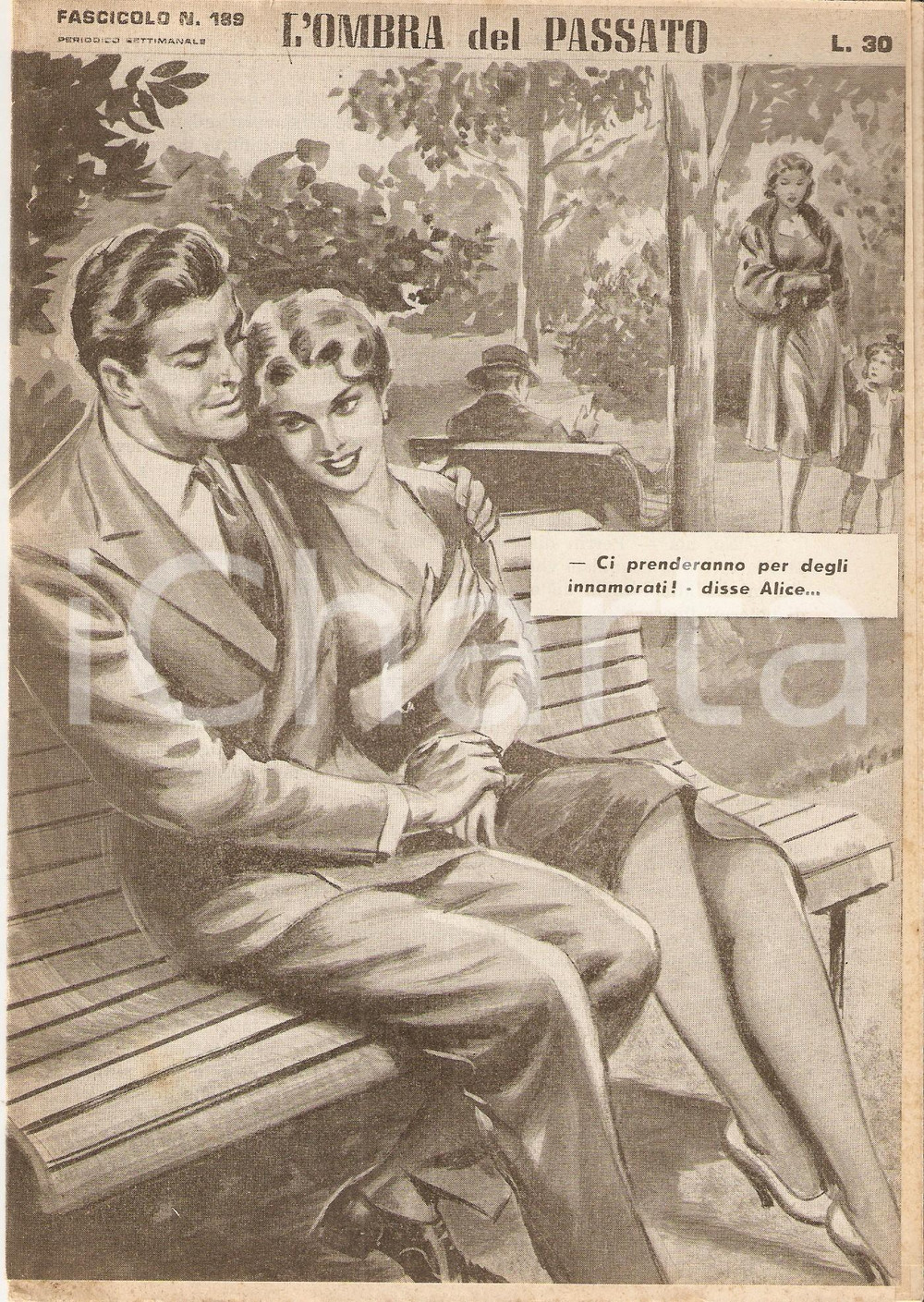 Giornale, rivista storica 1956 OMBRA DEL PASSATO Jean DE VALLORBE Fidanzati al parco Fascicolo 189 1