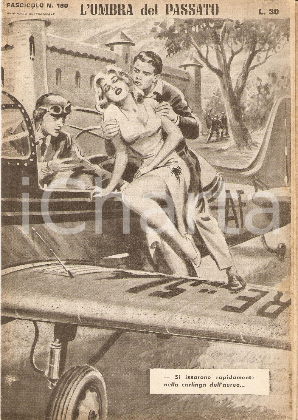 Giornale, rivista storica 1956 OMBRA DEL PASSATO Jean DE VALLORBE Amanti in fuga su aereo Fascicolo 190 1