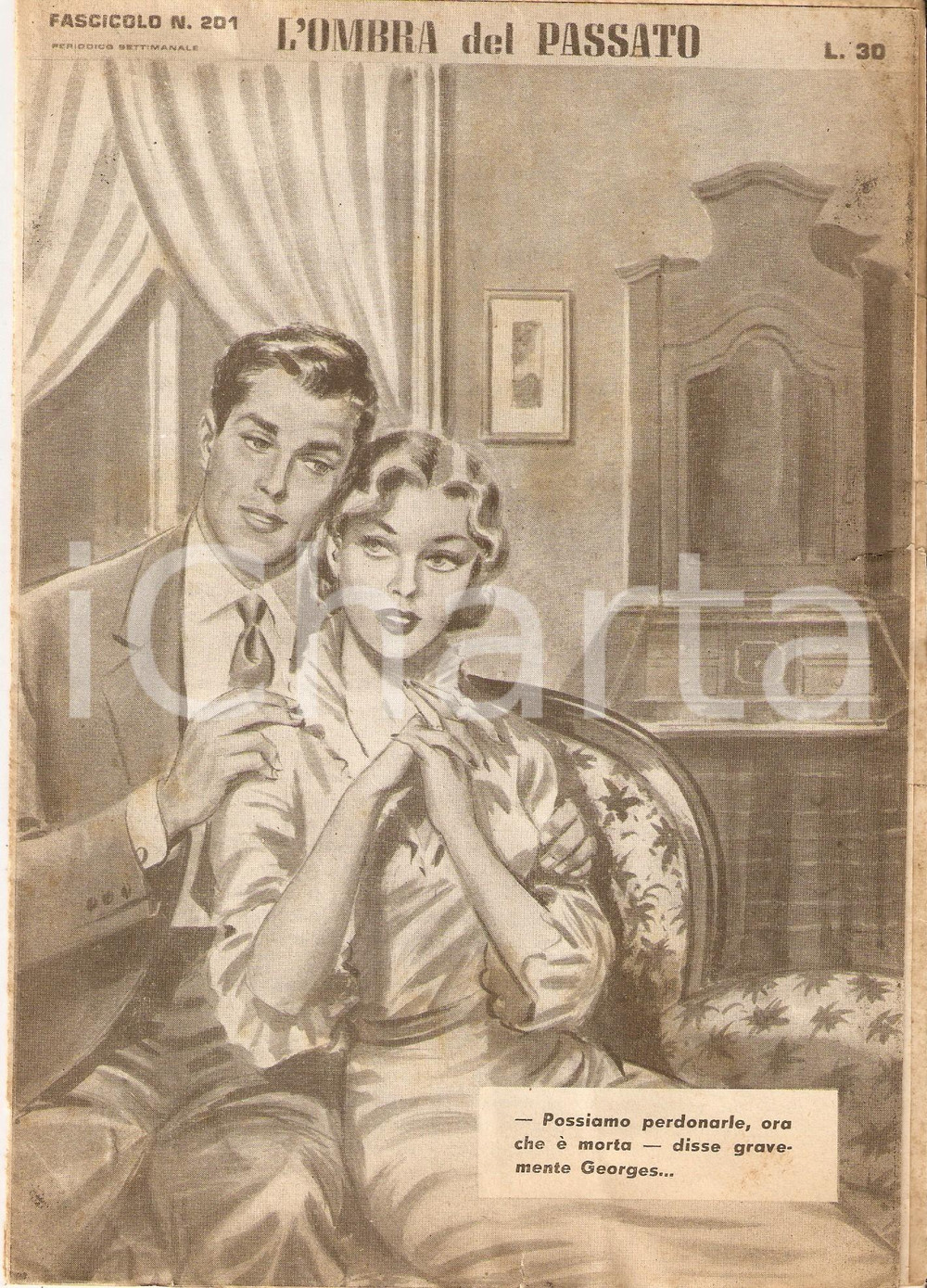 Giornale, rivista storica 1956 OMBRA DEL PASSATO Jean DE VALLORBE Abbraccio tra fidanzati Fascicolo 201 1