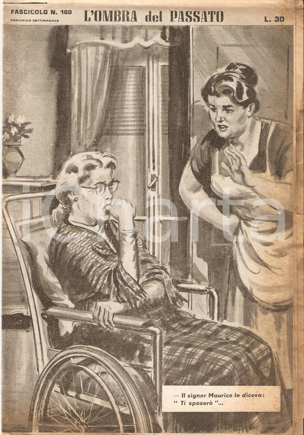 Giornale, rivista storica 1956 OMBRA DEL PASSATO Jean DE VALLORBE Anziana in sedia a rotelle Fascicolo 160 1
