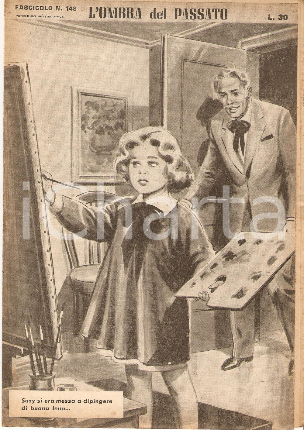Giornale, rivista storica 1956 OMBRA DEL PASSATO Jean DE VALLORBE Bambina dipinge un quadro Fascicolo 148 1