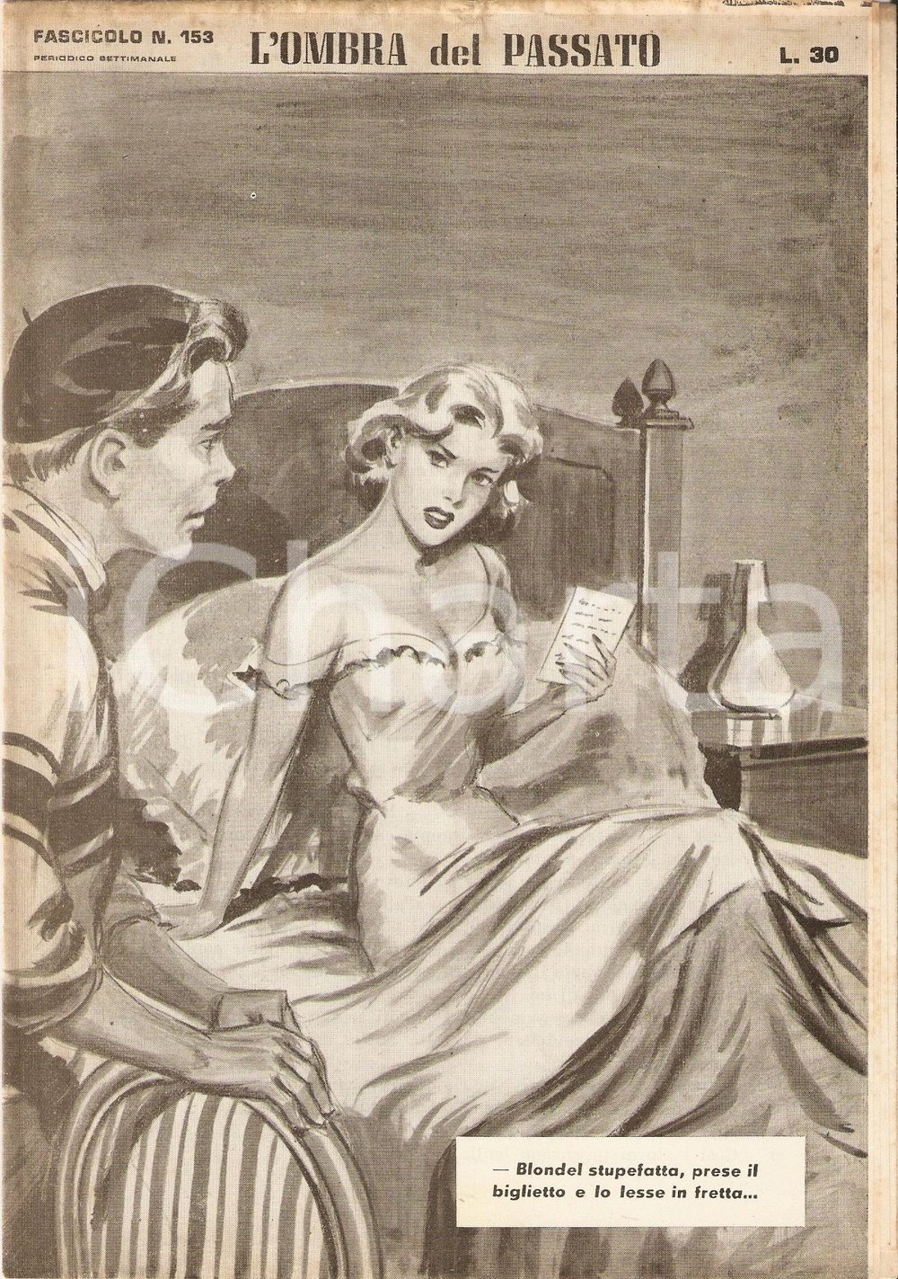 Giornale, rivista storica 1956 OMBRA DEL PASSATO Jean DE VALLORBE Donna in camicia da notte Fascicolo 153 1