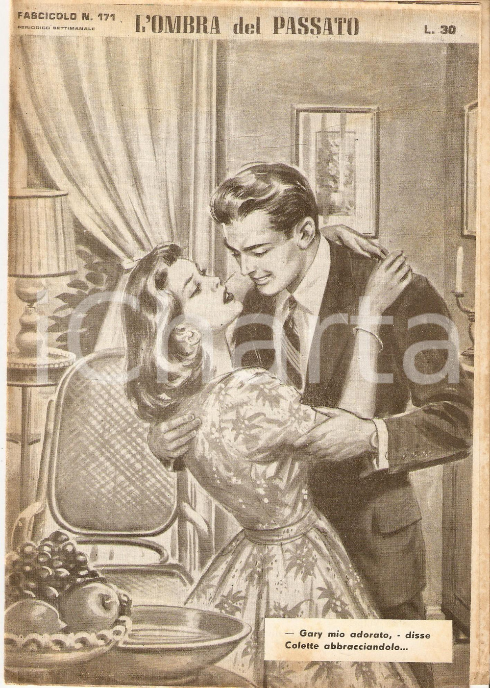 Giornale, rivista storica 1956 OMBRA DEL PASSATO Jean DE VALLORBE Abbraccio tra fidanzati Fascicolo 171 1