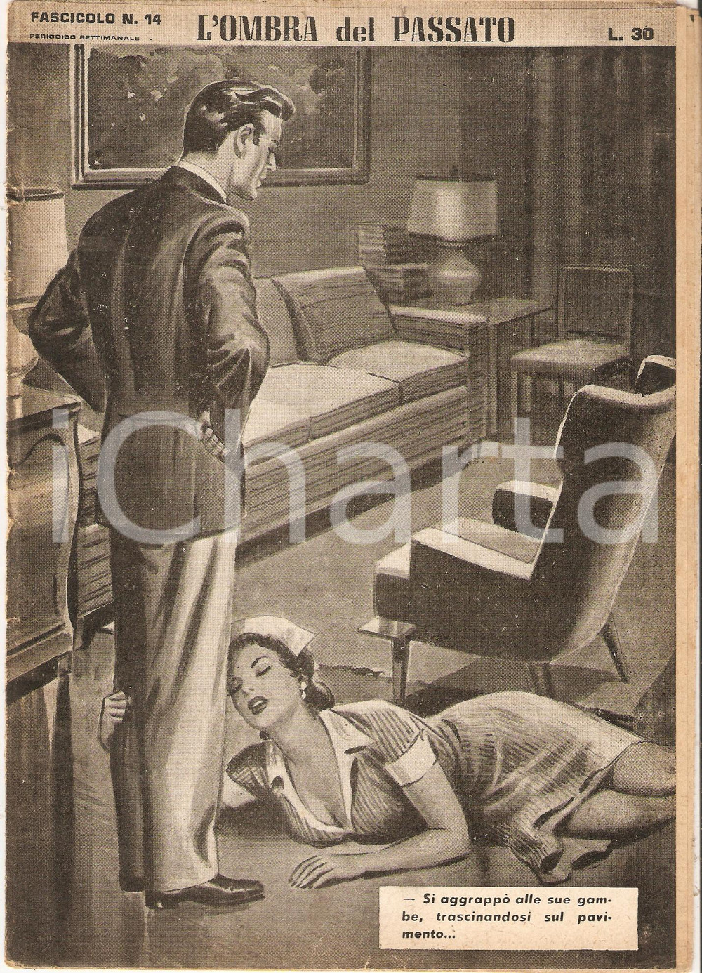 Giornale, rivista storica 1956 OMBRA DEL PASSATO Jean DE VALLORBE Cameriera striscia ai piedi del capo 14 1