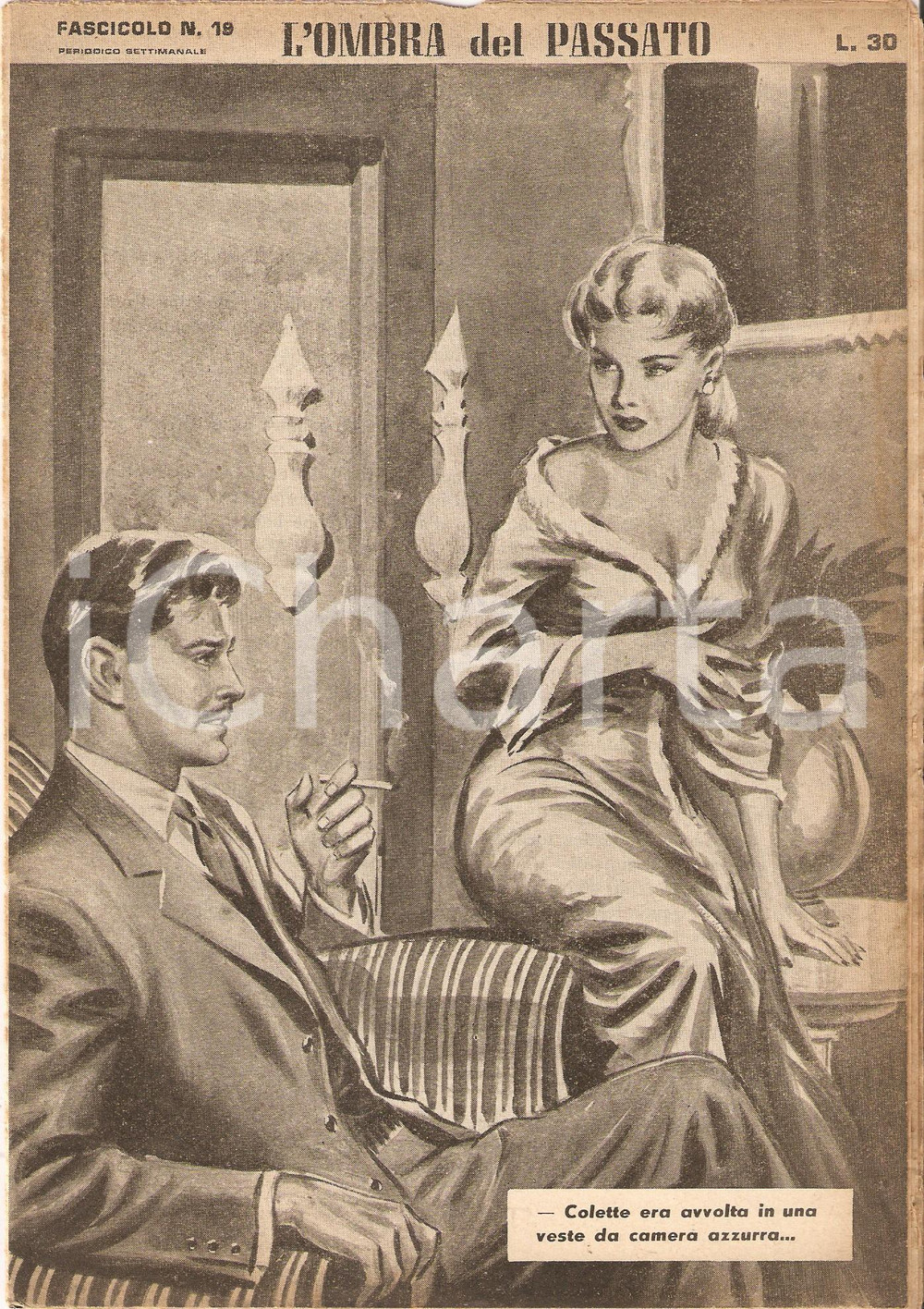 Giornale, rivista storica 1956 OMBRA DEL PASSATO Jean DE VALLORBE Uomo che fuma e donna in vestaglia 19 1