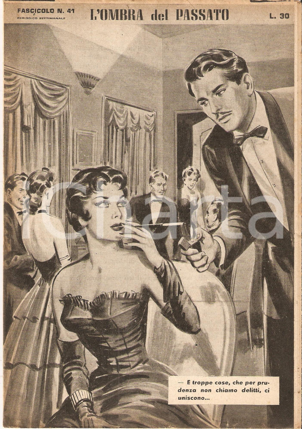 Giornale, rivista storica 1956 OMBRA DEL PASSATO Jean DE VALLORBE Uomo accende sigaretta a donna Fasc. 41 1