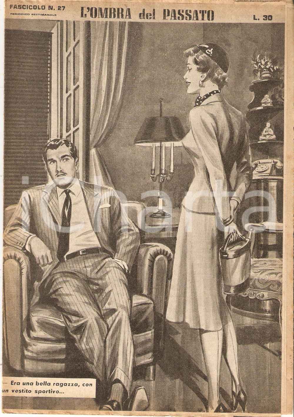 Giornale, rivista storica 1956 OMBRA DEL PASSATO Jean DE VALLORBE Donna fa visita a uomo Fascicolo 27 1