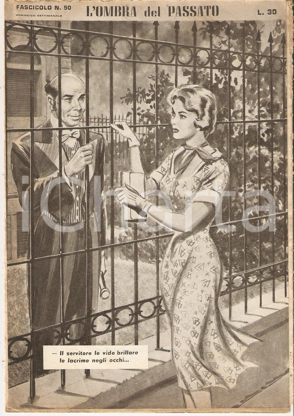 Giornale, rivista storica 1956 OMBRA DEL PASSATO Jean DE VALLORBE Maggiordomo parla con ragazza Fasc. 50 1