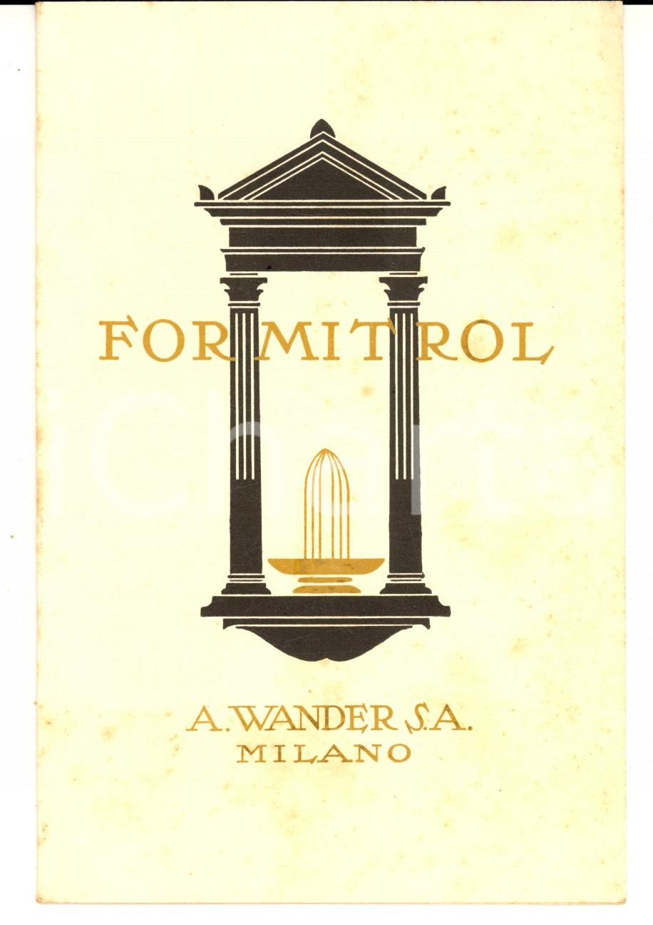 Materiale pubblicitario d’epoca 1950 ca MILANO Ditta WANDER Pastiglie FORMITROL Opuscolo pubblicitario 1