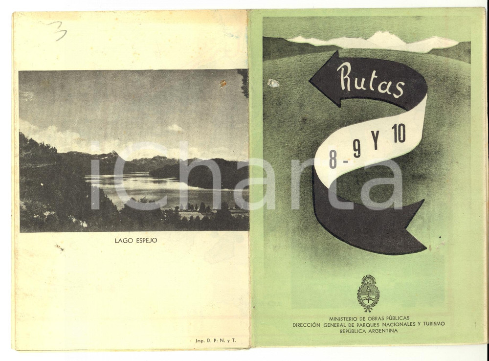 Materiale pubblicitario d’epoca 1930 ca ARGENTINA Rutas 8910 Itinerari Pieghevole pubblicitario TURISMO 1