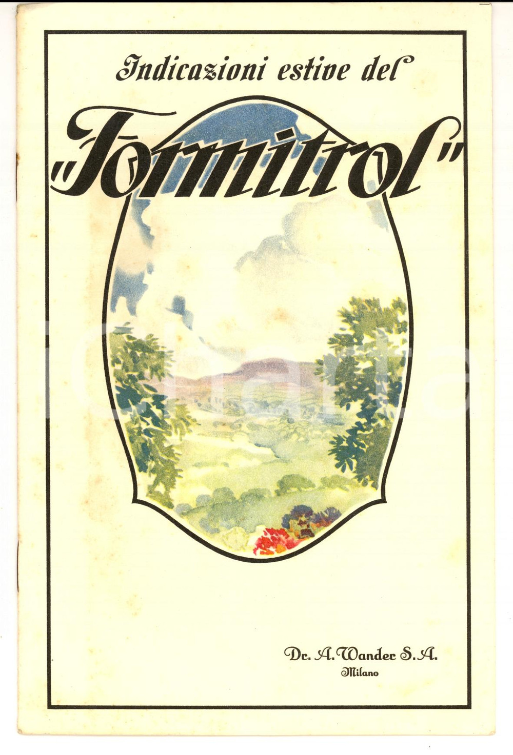 Materiale pubblicitario d’epoca 1950 ca MILANO Ditta WANDER Indicazioni estive del  FORMITROL Pubblicitario 1