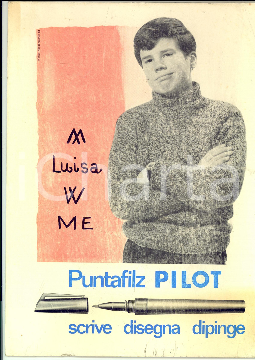 Materiale pubblicitario d’epoca 1964 PUNTAFILZ PILOT scrive disegna dipinge Pannello PUBBLICITA 1