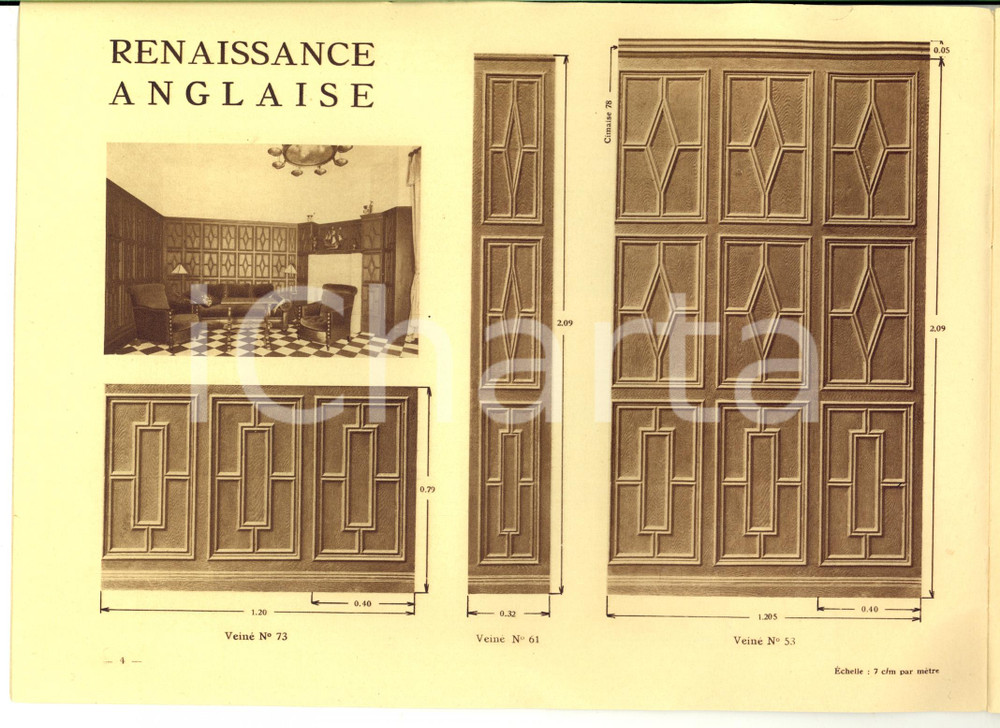 Materiale pubblicitario d’epoca 1930 PARIS SociÃ©tÃ© Anonyme ELO  Les lambris Pubblicitario ILLUSTRATO 1