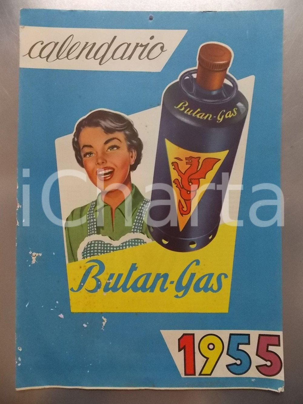 Oggetto da collezione cartaceo 1955 MILANO Calendario pubblicitario BUTANGAS completo 1