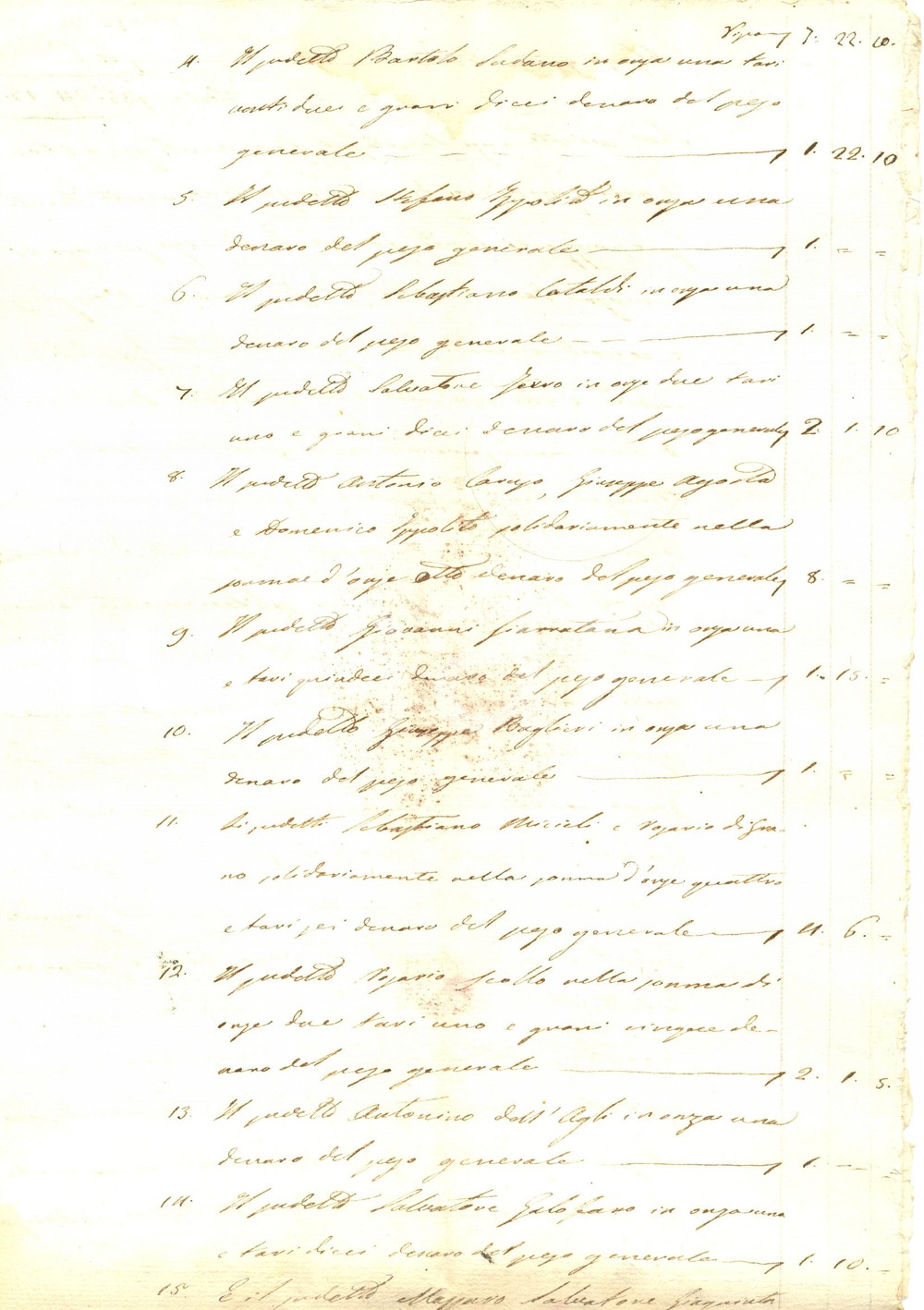 Documento originale, autentico 1846 GIARRATANA RG Debitori del possidente Mauro IPPOLITO medico  ÂÂ 1
